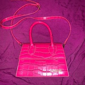 pink faux croc mini tote purse